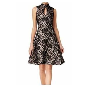 NWT JAX Women's Mock-Neck Keyhole Sleeveless A-Line Lace Fit & Flare‎ Dress 4